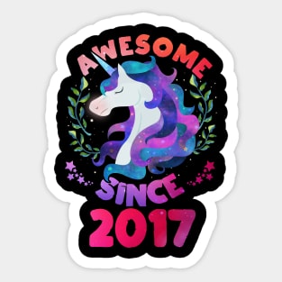 Cute Awesome Unicorn Since 2017 Funny Gift Sticker